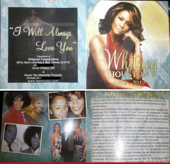 Whitney Houston Funeral Programme