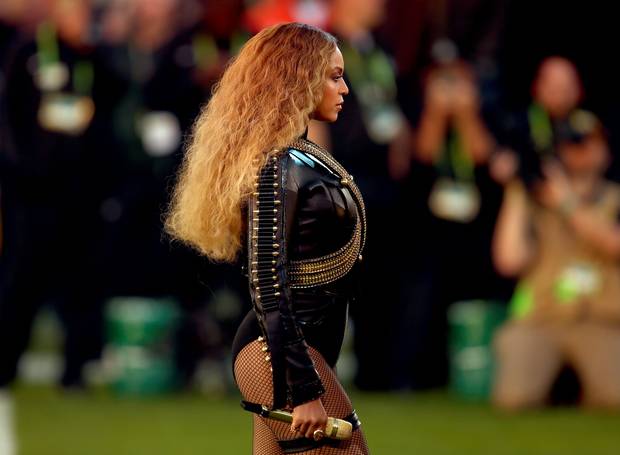 Beyonce Knowles in Formation at Super Bowl 50