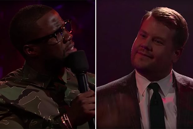 Kevin Hart and James Corden Battle on Mic Drop Segment of The Late Late Show