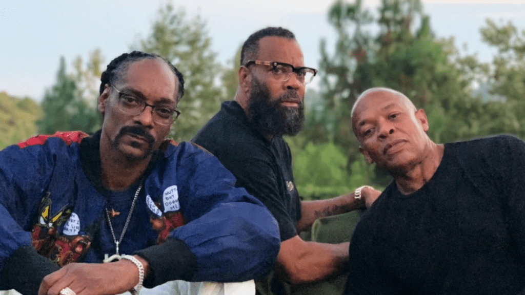 The D.O.C. Music Documentary Movie Review by Michael A. Gonzales.  World Premier at Tribeca Film Festival 2022.  Pictured:  Snoop Dogg, The D.O.C., Dr. Dre.